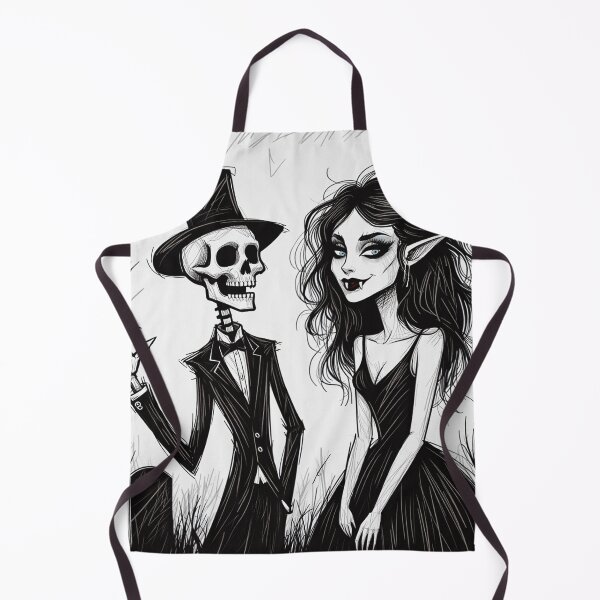Item preview, Fancy dapper Skeleton man and Vampire girl cool horror art designed and sold by Vintage Designs +.