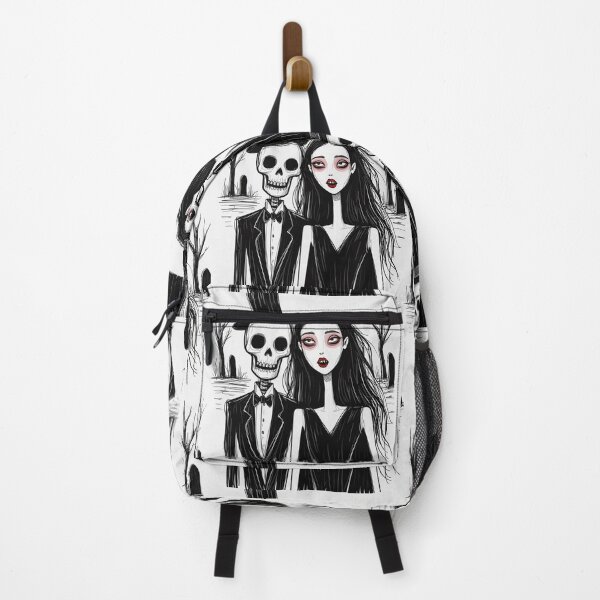 Item preview,  Fancy dapper Skeleton man and Vampire girl cool horror art designed and sold by Vintage Designs +.