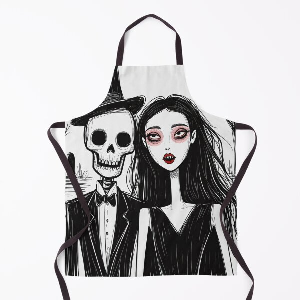 Item preview,  Fancy dapper Skeleton man and Vampire girl cool horror art designed and sold by Vintage Designs +.