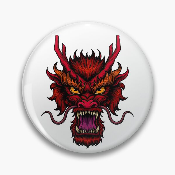 Item preview, Fierce Red Dragon Head Illustration with Flames and Fangs designed and sold by ArtfulWeave.