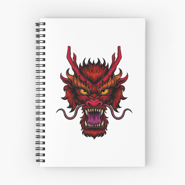 Item preview, Fierce Red Dragon Head Illustration with Flames and Fangs designed and sold by ArtfulWeave.