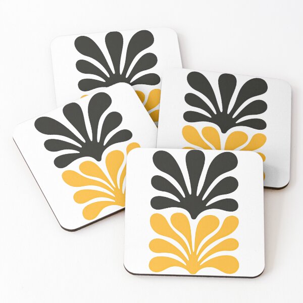 Item preview, Minimalist Dual Color Botanical Shapes Black and Yellow designed and sold by ArtfulWeave.