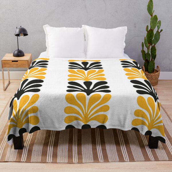 Item preview, Minimalist Dual Color Botanical Shapes Black and Yellow designed and sold by ArtfulWeave.