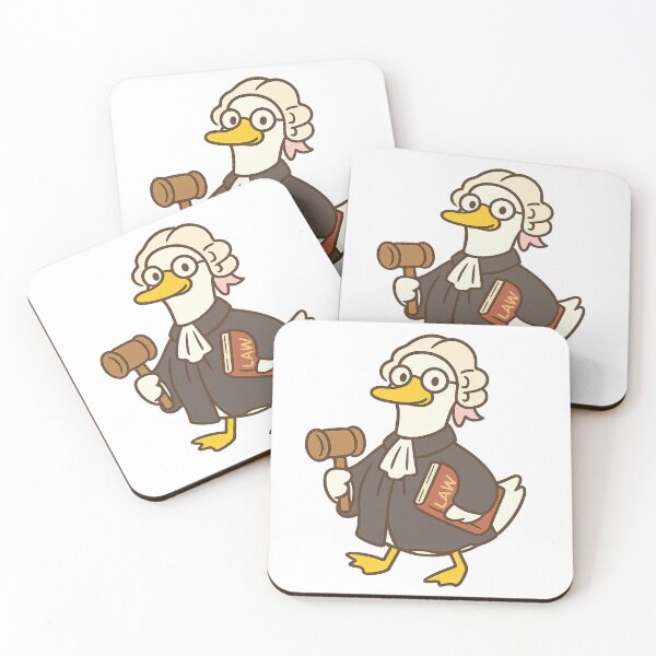 Item preview, Funny Cute Judge Duck Cartoon with Glasses Wig Robe Gavel and Law Book designed and sold by MujernDesignArt.