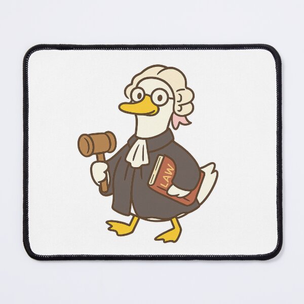 Item preview, Funny Cute Judge Duck Cartoon with Glasses Wig Robe Gavel and Law Book designed and sold by MujernDesignArt.