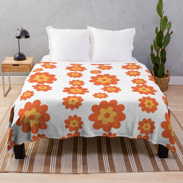 Item preview, Retro Orange and Yellow Flower Power Pattern designed and sold by ArtfulWeave.