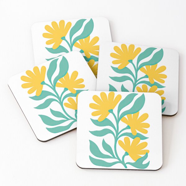 Item preview, Yellow Flower Cluster with Green Leaves Abstract Botanical designed and sold by ArtfulWeave.