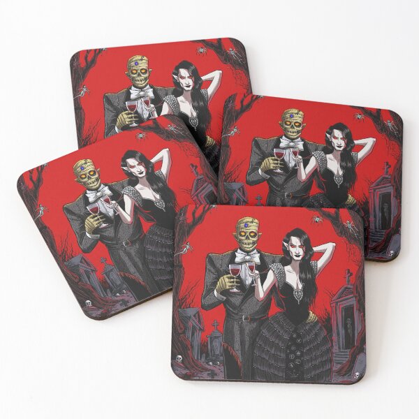 Item preview, Fancy dapper Undead Mummy man and Vampire girl cool horror art designed and sold by Vintage Designs +.