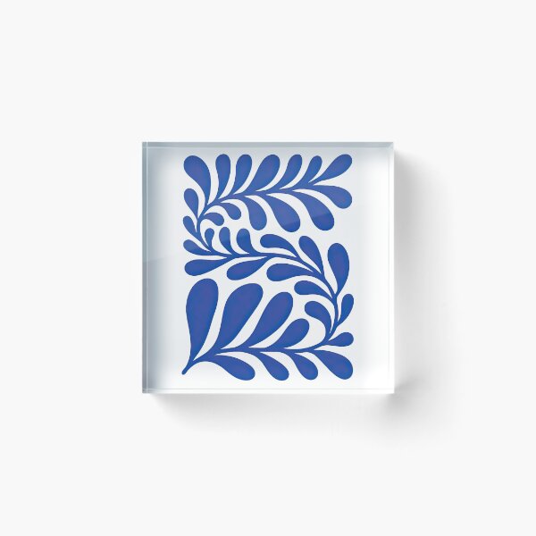Item preview, Blue Abstract Leaf Branch Pattern Modern Botanical Art designed and sold by ArtfulWeave.