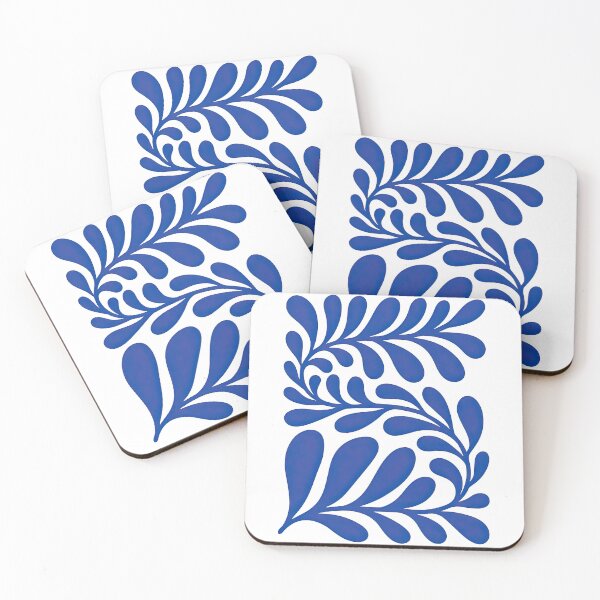Item preview, Blue Abstract Leaf Branch Pattern Modern Botanical Art designed and sold by ArtfulWeave.
