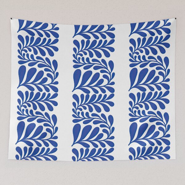 Item preview, Blue Abstract Leaf Branch Pattern Modern Botanical Art designed and sold by ArtfulWeave.