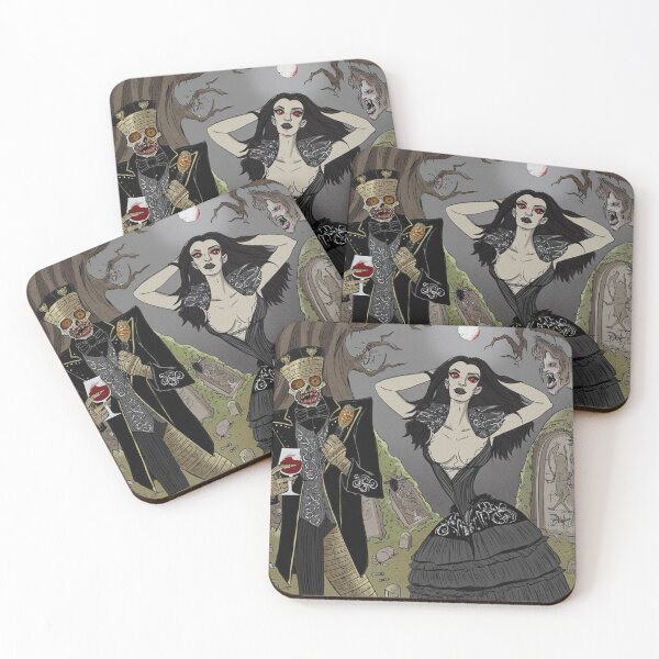 Item preview, Fancy dapper Undead Mummy man and Vampire girl cool horror art designed and sold by Vintage Designs +.