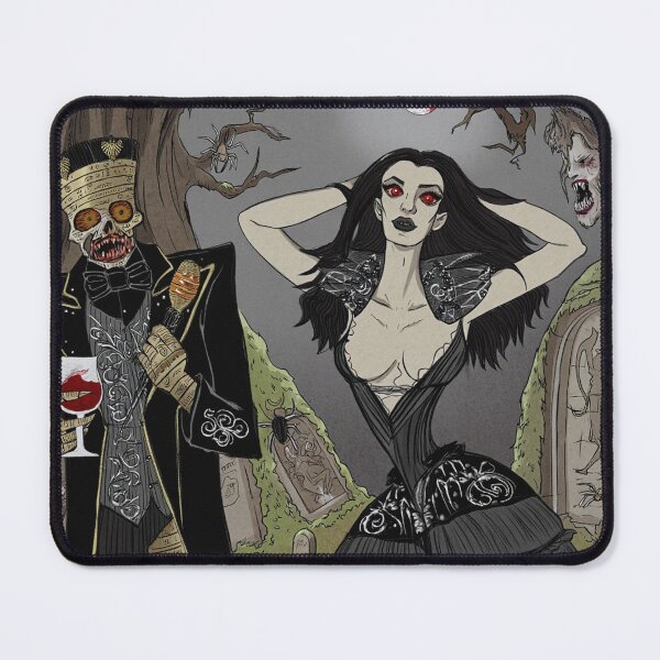 Item preview, Fancy dapper Undead Mummy man and Vampire girl cool horror art designed and sold by Vintage Designs +.