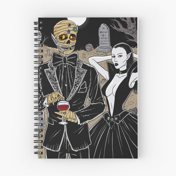 Item preview, Fancy dapper Undead Mummy man and Vampire girl cool horror art designed and sold by Vintage Designs +.