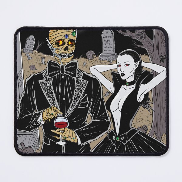 Item preview, Fancy dapper Undead Mummy man and Vampire girl cool horror art designed and sold by Vintage Designs +.