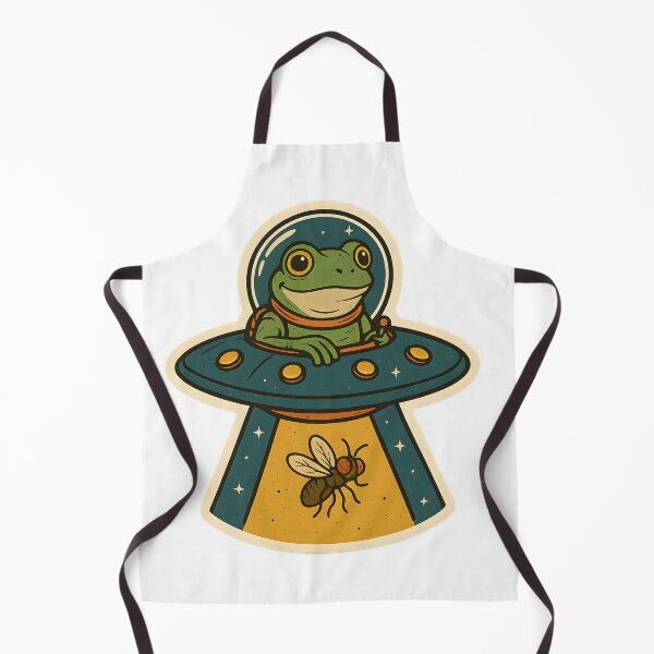 Aperçu de l'œuvre Autocollant grenouille astronaute OVNI – Design rétro d'enlèvement spatial créée et vendue par Papurica.