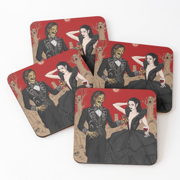 Item preview, Fancy dapper Undead Mummy man and Vampire girl cool horror art designed and sold by Vintage Designs +.