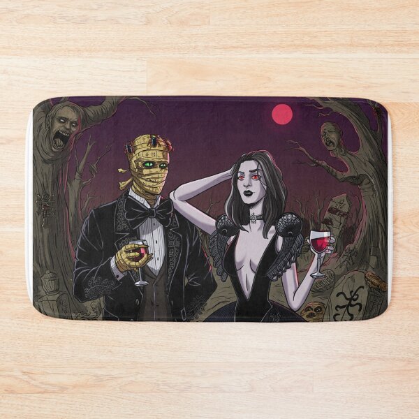 Item preview, Fancy dapper Undead Mummy man and Vampire girl cool horror art designed and sold by Vintage Designs +.