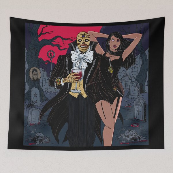 Item preview,  Fancy dapper Undead Mummy man and Vampire girl cool horror art designed and sold by Vintage Designs +.