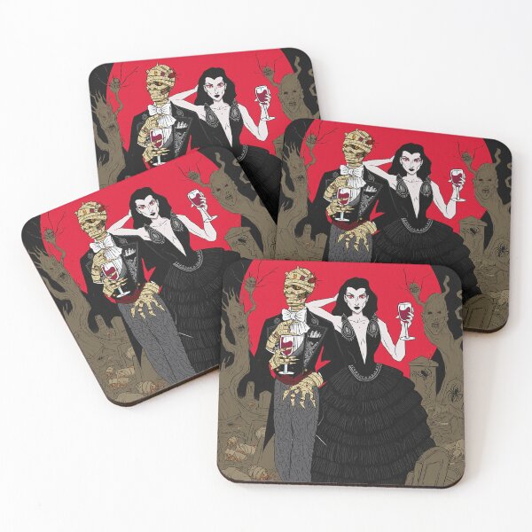 Item preview, Fancy dapper Undead Mummy man and Vampire girl cool horror art designed and sold by Vintage Designs +.