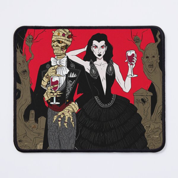 Item preview, Fancy dapper Undead Mummy man and Vampire girl cool horror art designed and sold by Vintage Designs +.