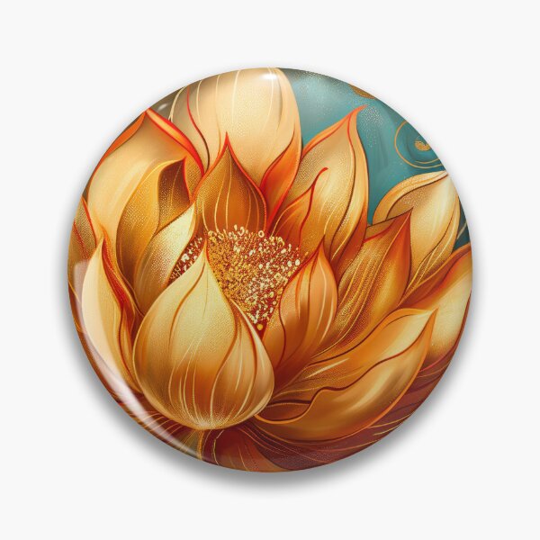 Item preview, Nouveau Lotus Floral Art – Orange Blossoms on Teal Background designed and sold by MargaretWiktor.