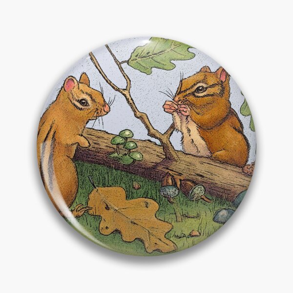 Item preview, Two CHIPMUNKS with Oak Leaves and Acorns, Original Drawing designed and sold by JoyfulWhimsy.