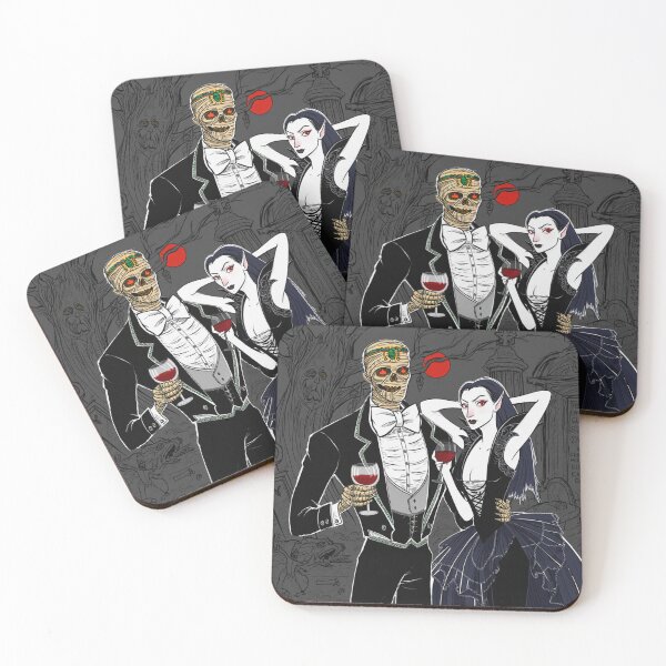 Item preview, Fancy dapper Undead Mummy man and Vampire girl cool horror art designed and sold by Vintage Designs +.