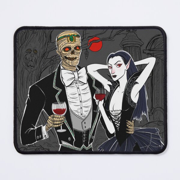 Item preview, Fancy dapper Undead Mummy man and Vampire girl cool horror art designed and sold by Vintage Designs +.