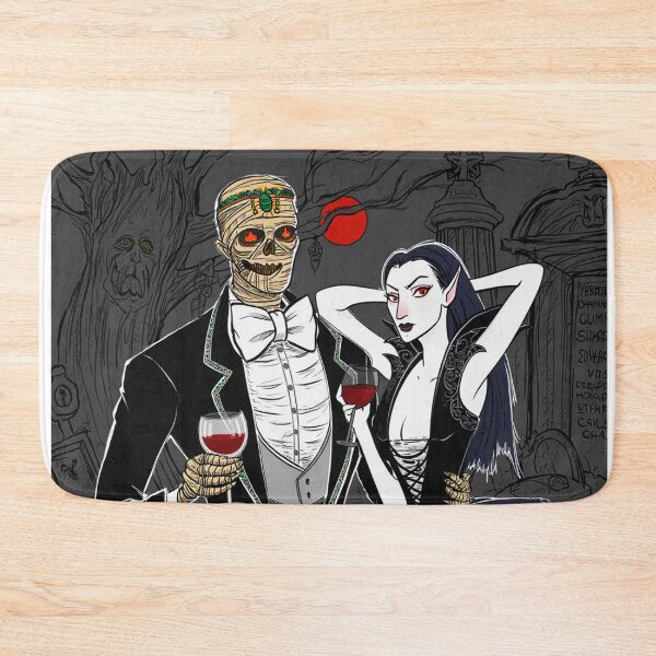 Item preview, Fancy dapper Undead Mummy man and Vampire girl cool horror art designed and sold by Vintage Designs +.