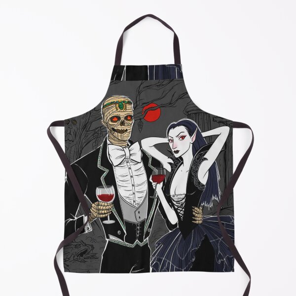 Item preview, Fancy dapper Undead Mummy man and Vampire girl cool horror art designed and sold by Vintage Designs +.