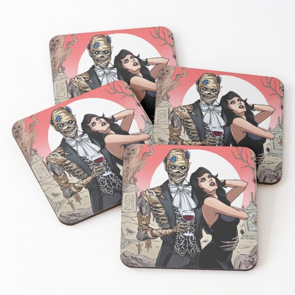 Item preview, Fancy dapper Undead Mummy man and Vampire girl cool horror art designed and sold by Vintage Designs +.