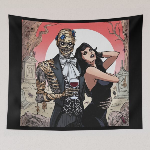 Item preview, Fancy dapper Undead Mummy man and Vampire girl cool horror art designed and sold by Vintage Designs +.