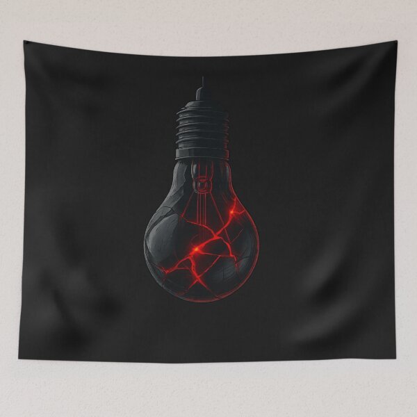 Item preview, T-shirt with lightbulb logo and red glow – minimalist modern design designed and sold by IdeaHub-Studio Base.