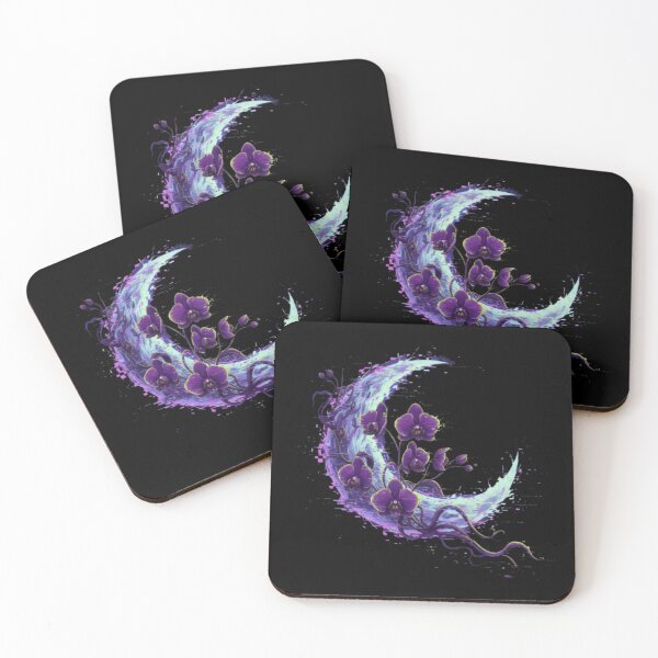 Item preview, Cosmic Flora: Pixelated Glitch Crescent - Unique Cyberpunk Moon Orchid Art Design designed and sold by trend-forge.