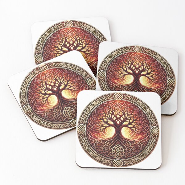 Item preview, Celtic Tree of Life – Fiery Red & Bronze Knotwork Mandala designed and sold by CelticSoulShop.
