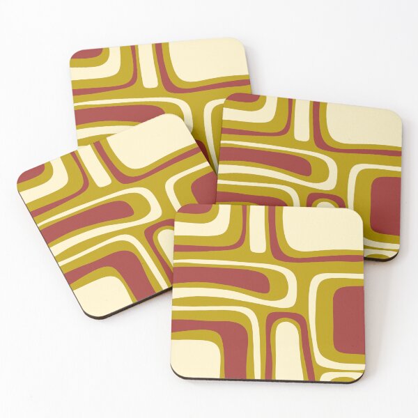 Item preview, Mid-Century Modern Abstract Palm Springs Pattern in Chartreuse Maroon Cream designed and sold by kierkegaard.