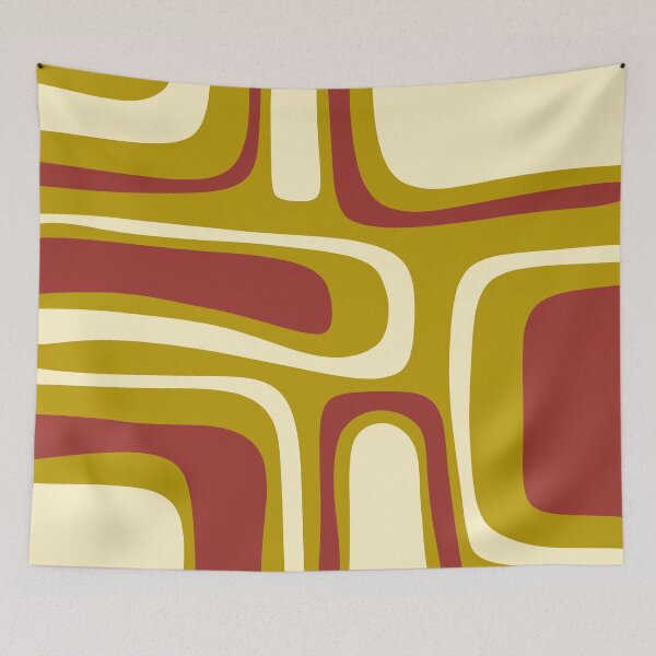 Item preview, Mid-Century Modern Abstract Palm Springs Pattern in Chartreuse Maroon Cream designed and sold by kierkegaard.