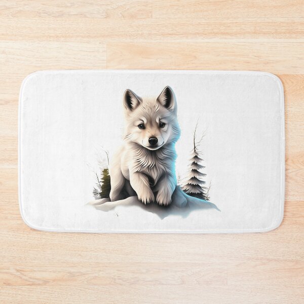 Item preview, Small White Wolf Resting in Snowy Forest designed and sold by Pawsomeprints59.