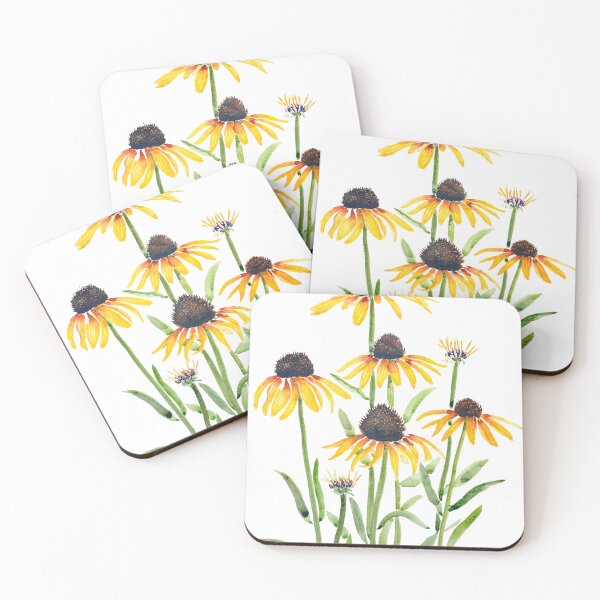 Item preview, hand painted yellow black eyed Susan gloriosa daises watercolour 2025 designed and sold by ColorandColor.