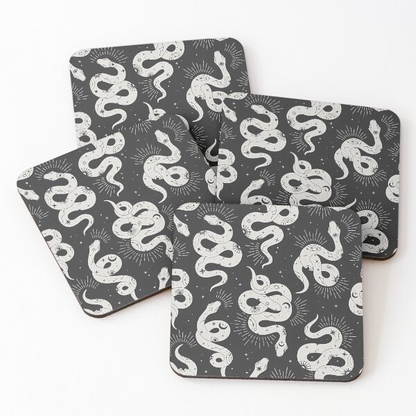 Item preview, Mystical White Snake Pattern on Black designed and sold by darkskinbender.