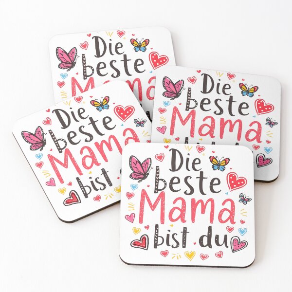 Artikelvorschau, Die beste Mama bist du – Buntes Herz & Schmetterling Design entworfen und verkauft von ParaSiempreS.