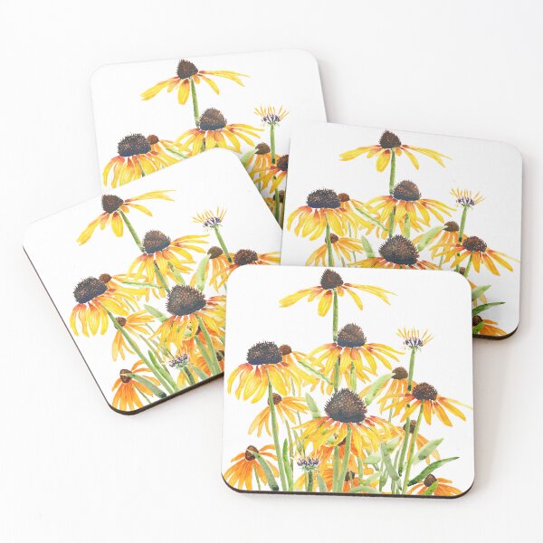 Item preview, hand painted yellow black eyed Susan gloriosa daises watercolour 2025 version 2 designed and sold by ColorandColor.
