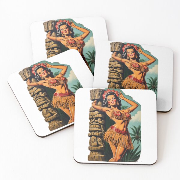 Item preview, Hula Girl and Tiki Statue designed and sold by IanBakerToons.