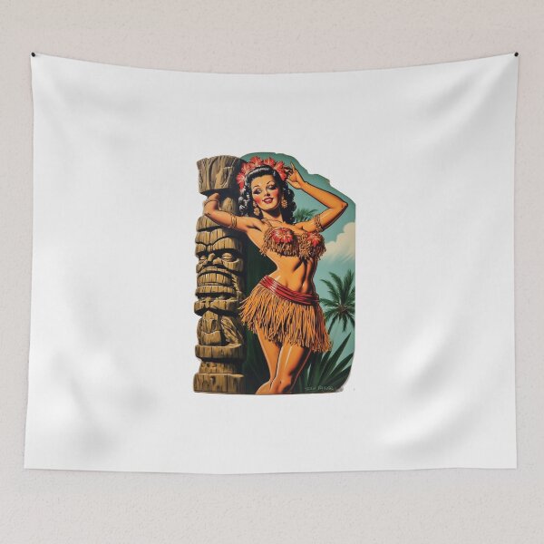 Item preview, Hula Girl and Tiki Statue designed and sold by IanBakerToons.