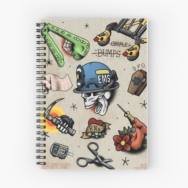 Item preview, Playful Tattoo Flash Sheet with EMS Skull & Symbols designed and sold by darkskinbender.