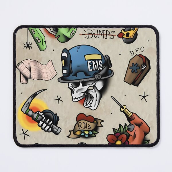 Item preview, Playful Tattoo Flash Sheet with EMS Skull & Symbols designed and sold by darkskinbender.