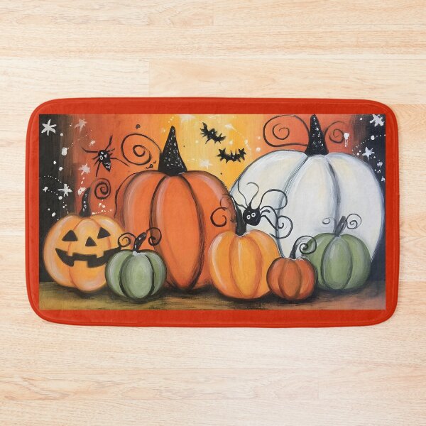 Item preview, Join the Halloween Fun with Playful Pumpkins Swirling Bats and Spooky Spiders designed and sold by OlfactoART Studio.