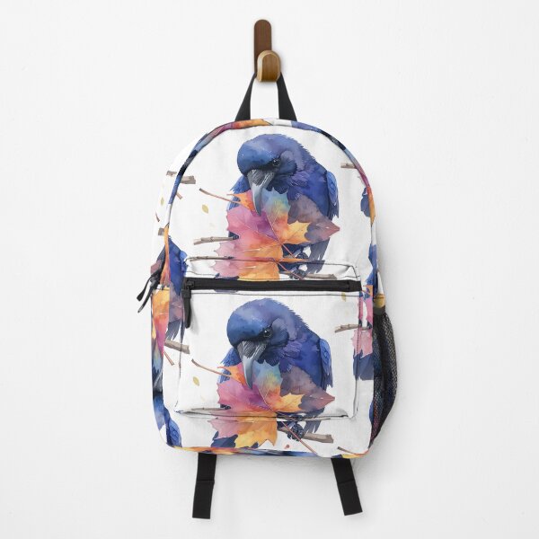 Item preview, Raven with colorful autumn leaves in its beak designed and sold by LiskoDesign.