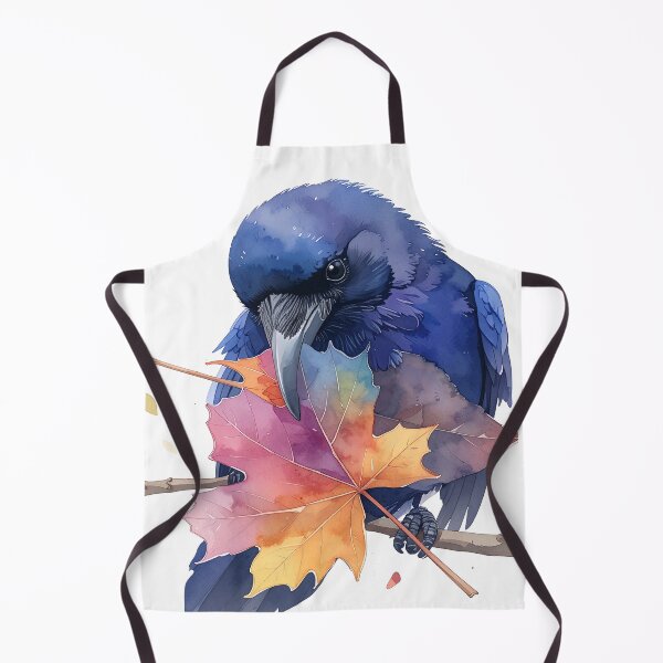 Item preview, Raven with colorful autumn leaves in its beak designed and sold by LiskoDesign.